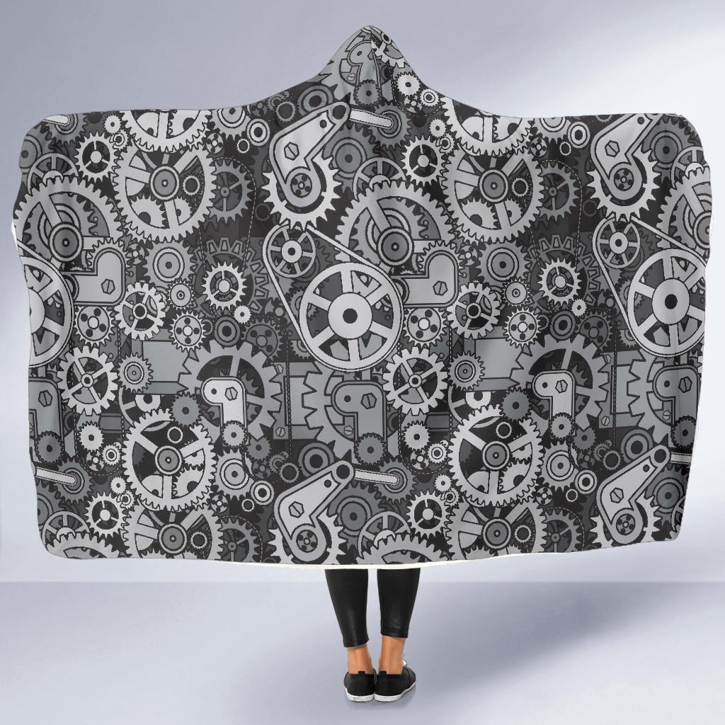 Mechanic Print Pattern Hooded Blanket-grizzshop