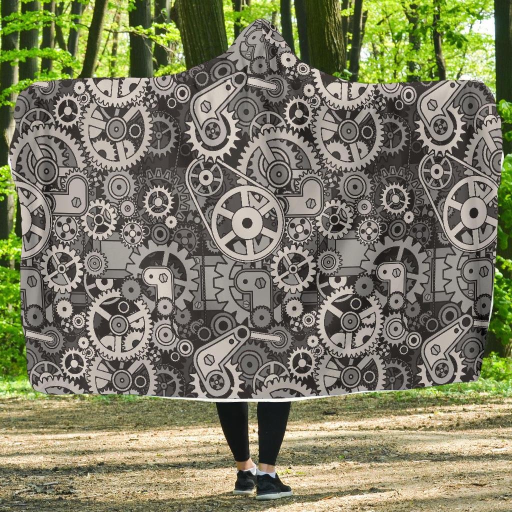 Mechanic Print Pattern Hooded Blanket-grizzshop