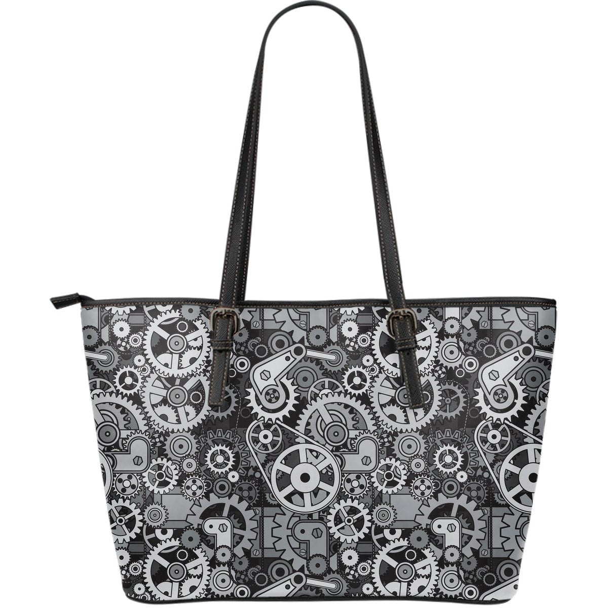 Mechanic Print Pattern Leather Tote Bag-grizzshop