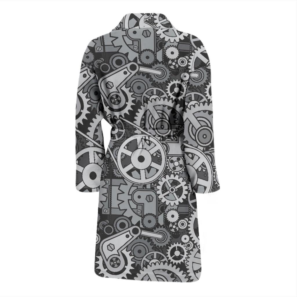 Mechanic Print Pattern Men Long Robe-grizzshop