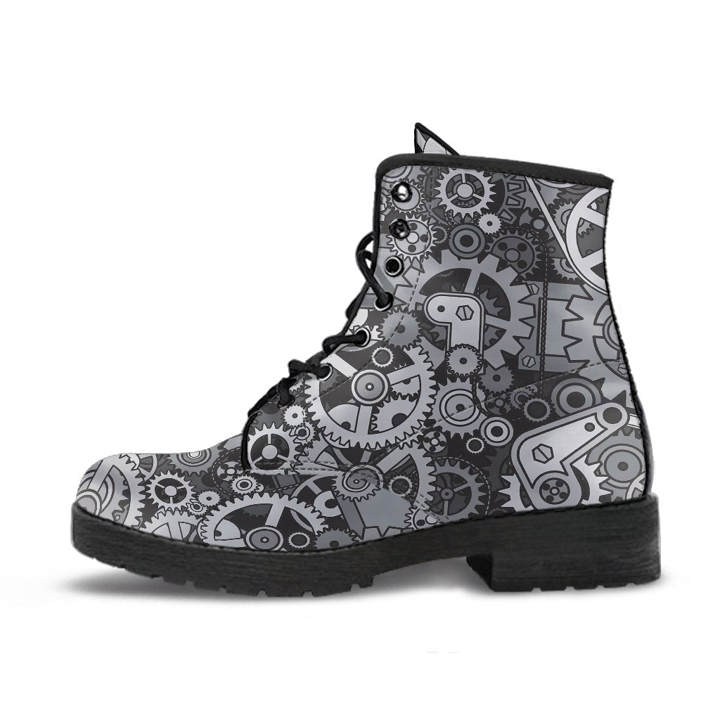 Mechanic Print Pattern Men Women Leather Boots-grizzshop