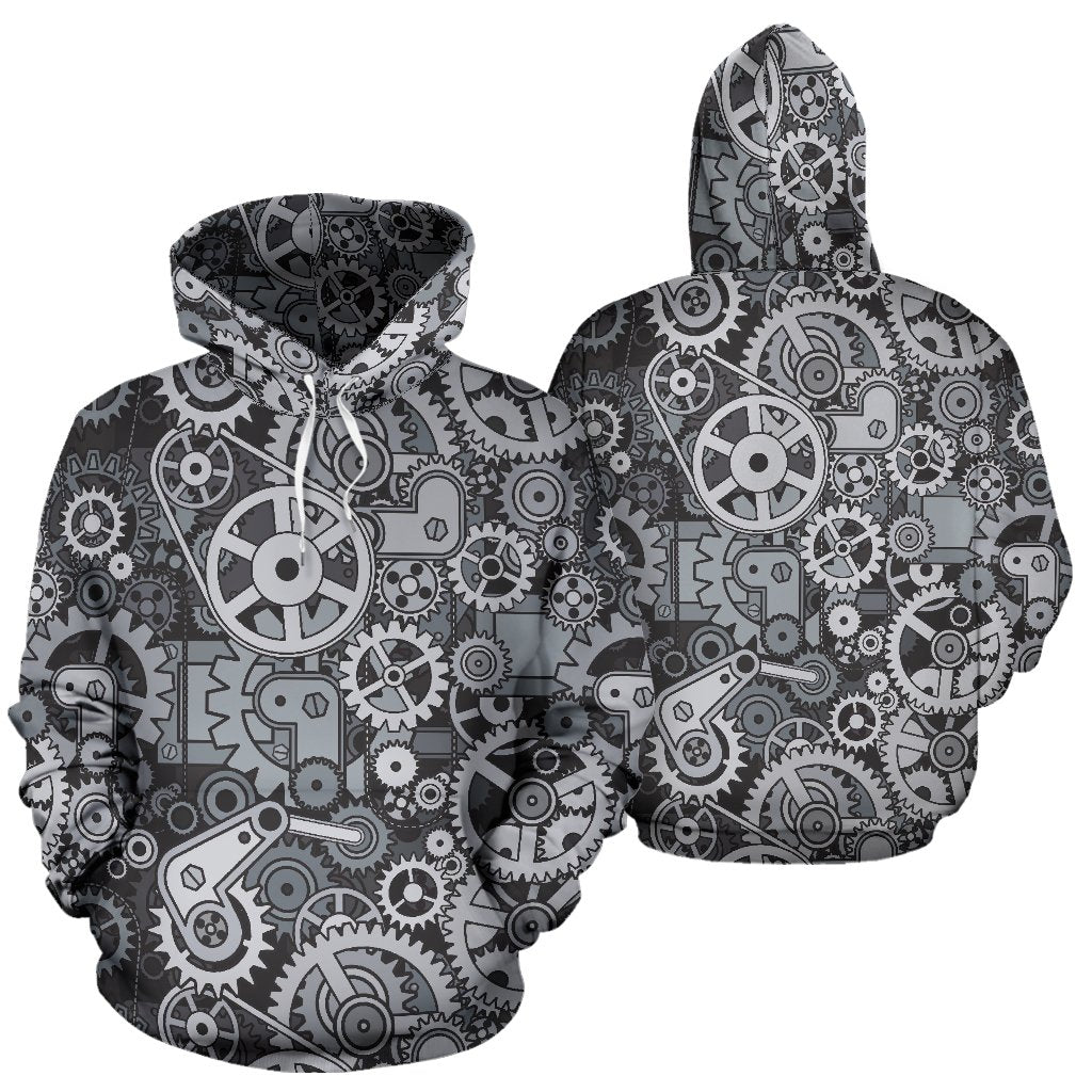 Mechanic Print Pattern Men Women Pullover Hoodie-grizzshop