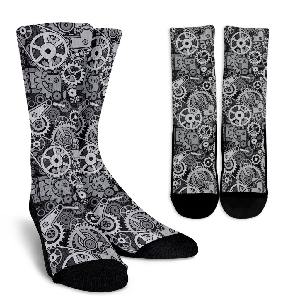 Mechanic Print Pattern Unisex Crew Socks-grizzshop