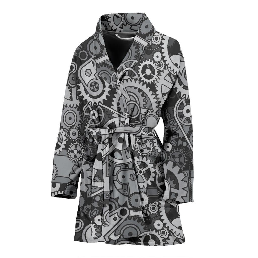 Mechanic Print Pattern Women Long Robe-grizzshop