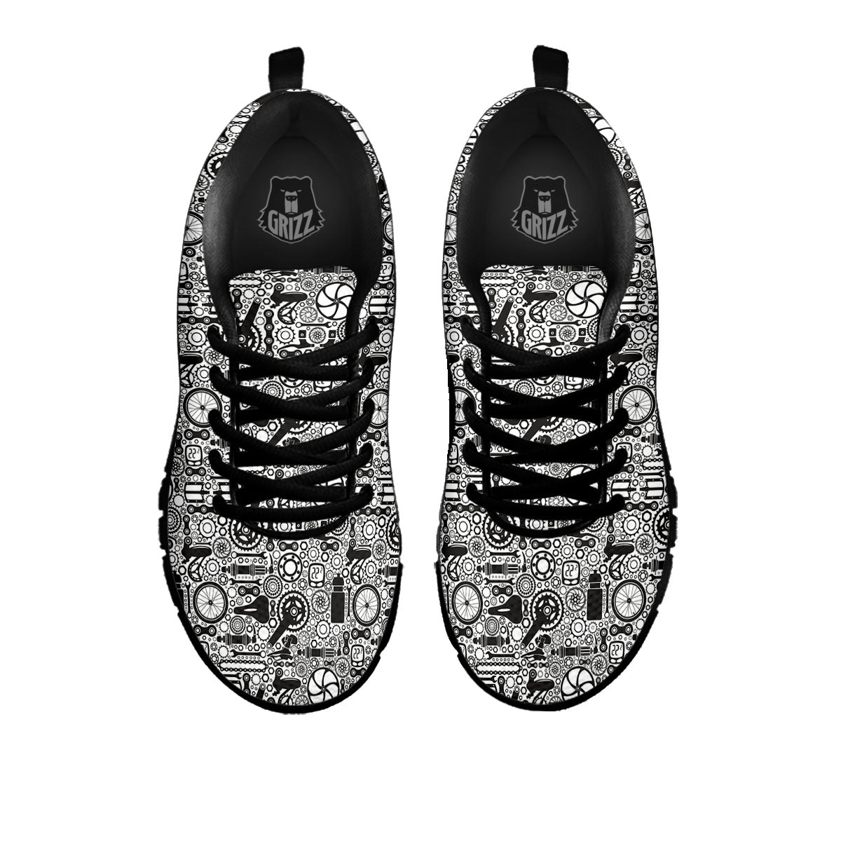 Mechanic White And Black Print Pattern Black Sneaker-grizzshop