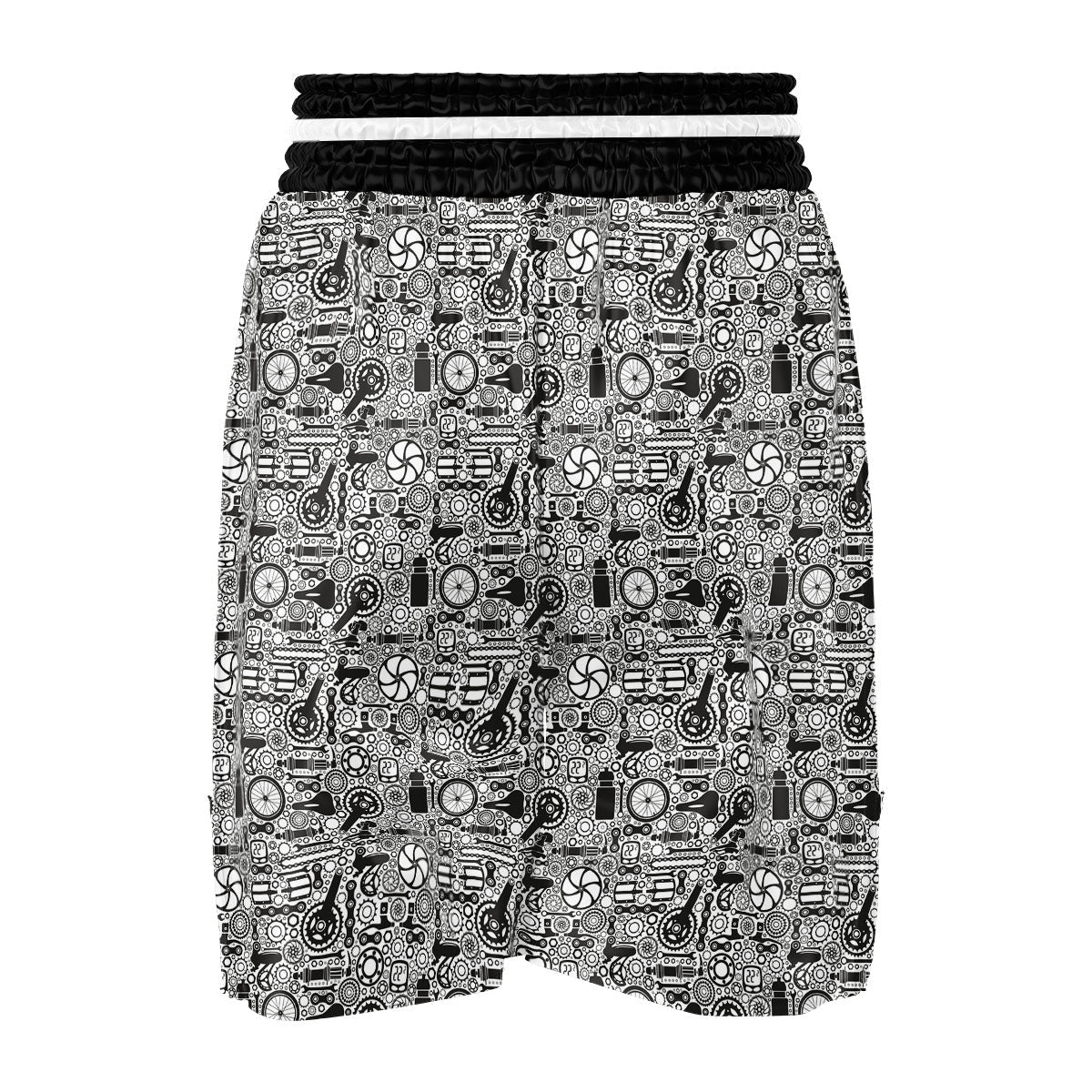 Mechanic White And Black Print Pattern Boxing Shorts-grizzshop