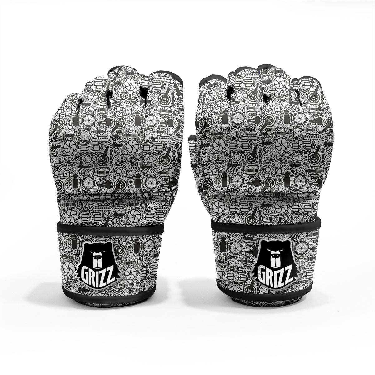 Mechanic White And Black Print Pattern MMA Gloves-grizzshop