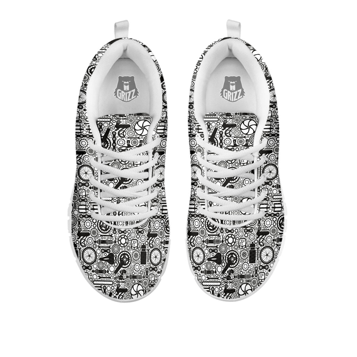 Mechanic White And Black Print Pattern White Sneaker-grizzshop