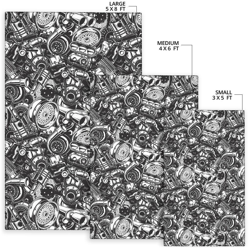 Mechanic Pattern Print Floor Mat-grizzshop