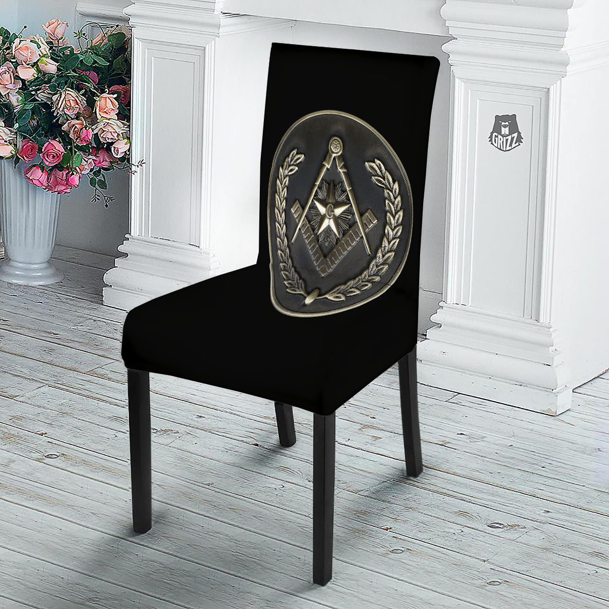 Medal Freemasonry Print Dining Chair Slipcover-grizzshop