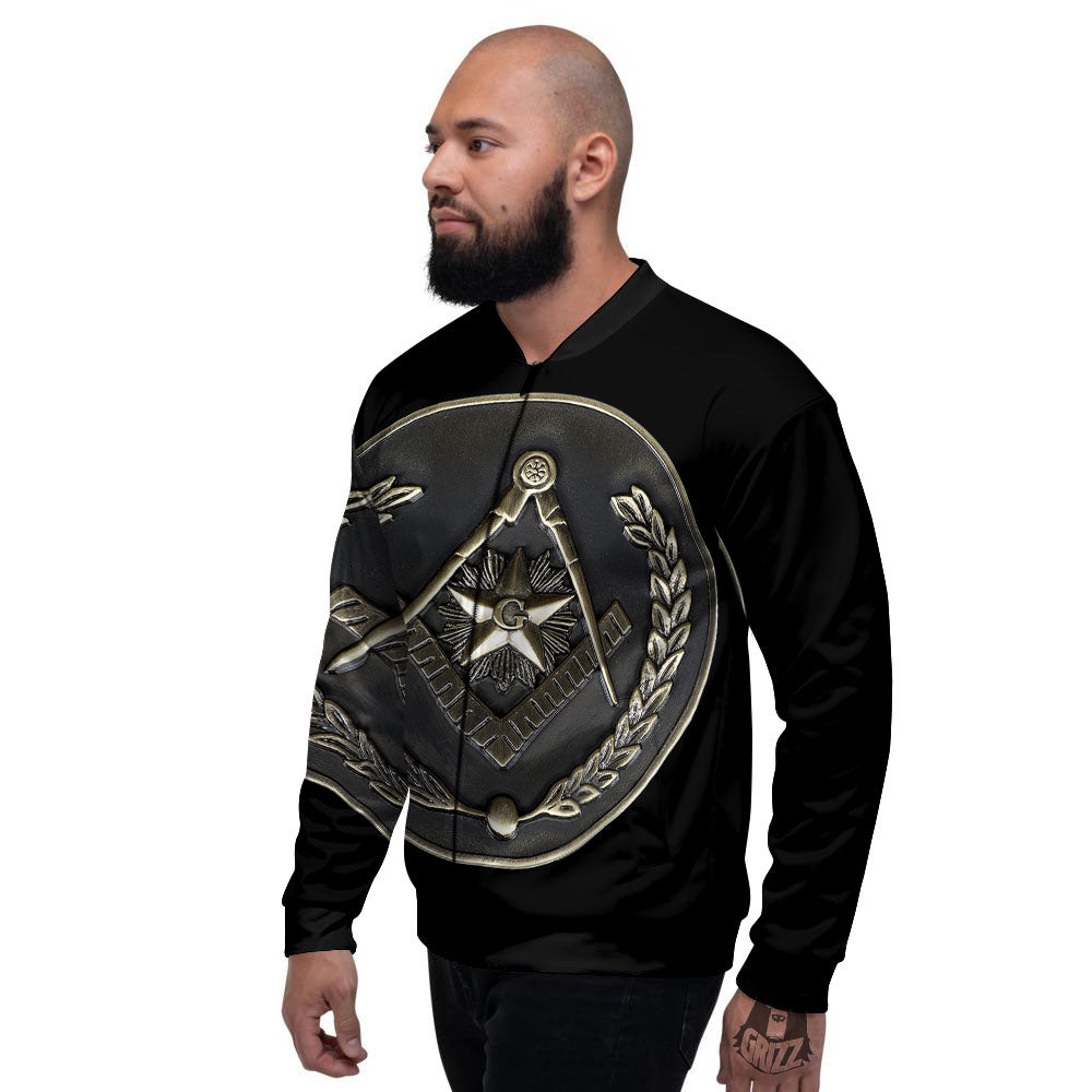 Medal Freemasonry Print Men's Bomber Jacket-grizzshop