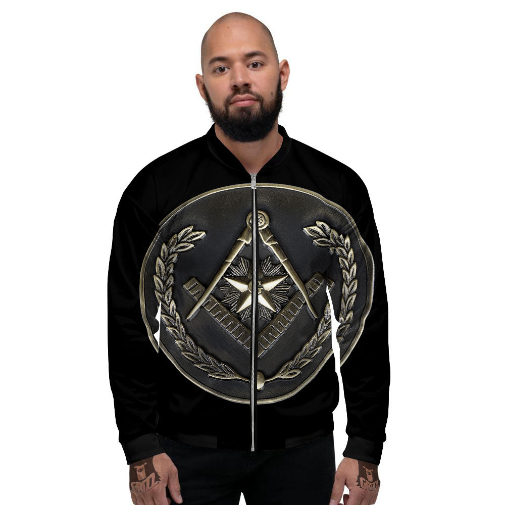 Medal Freemasonry Print Men's Bomber Jacket-grizzshop