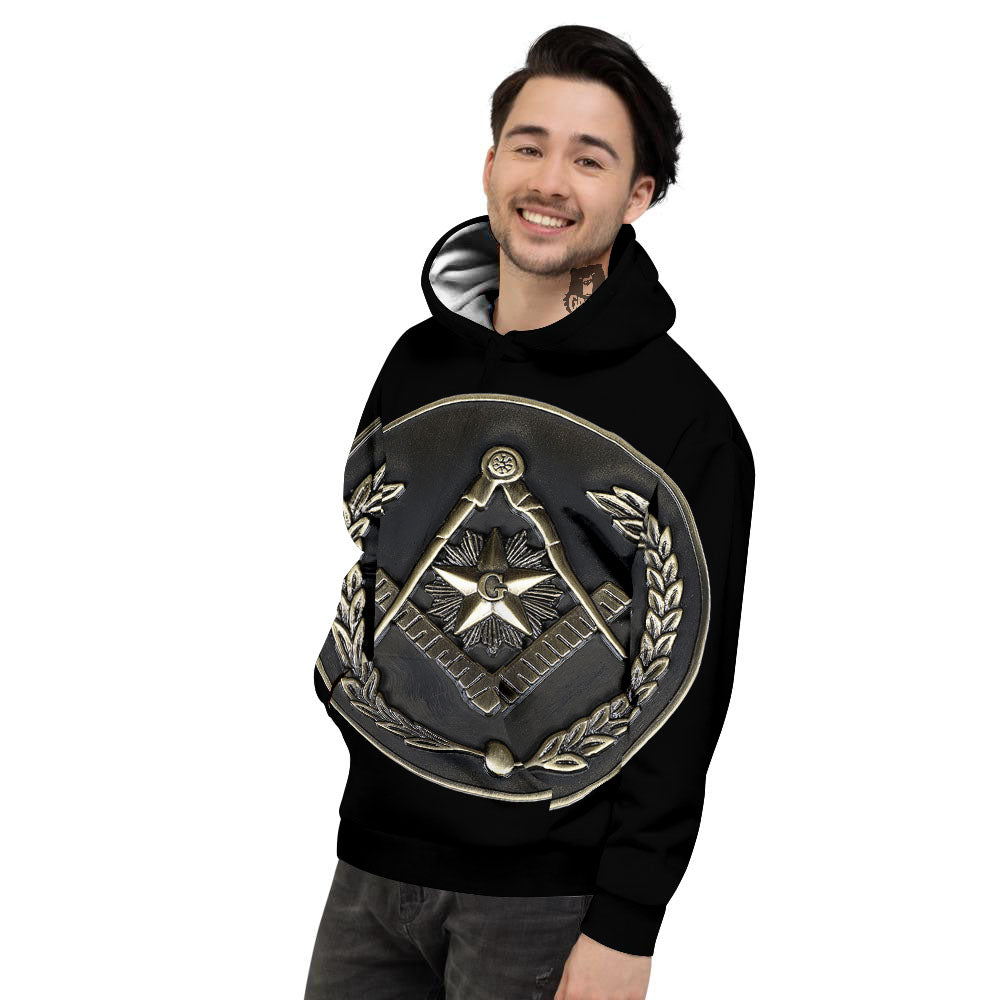 Medal Freemasonry Print Men's Hoodie-grizzshop