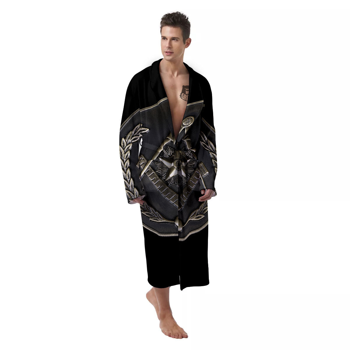 Medal Freemasonry Print Men's Robe-grizzshop