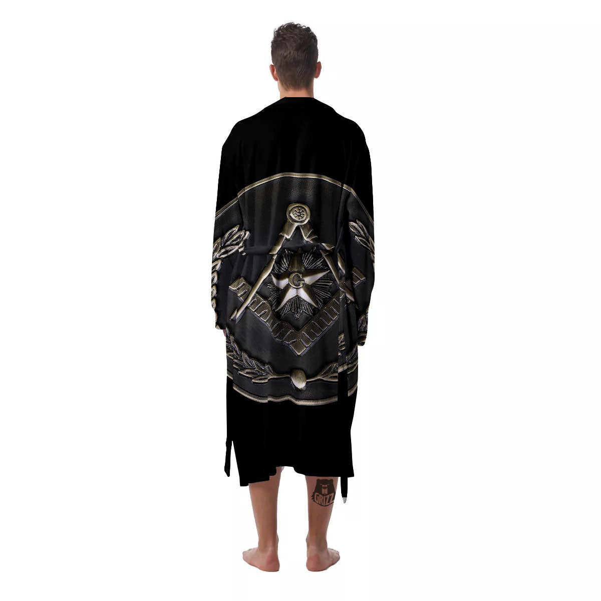 Medal Freemasonry Print Men's Robe-grizzshop