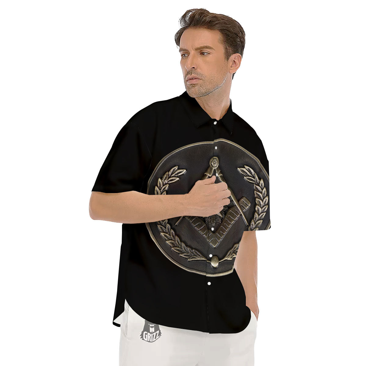 Medal Freemasonry Print Men's Short Sleeve Shirts-grizzshop