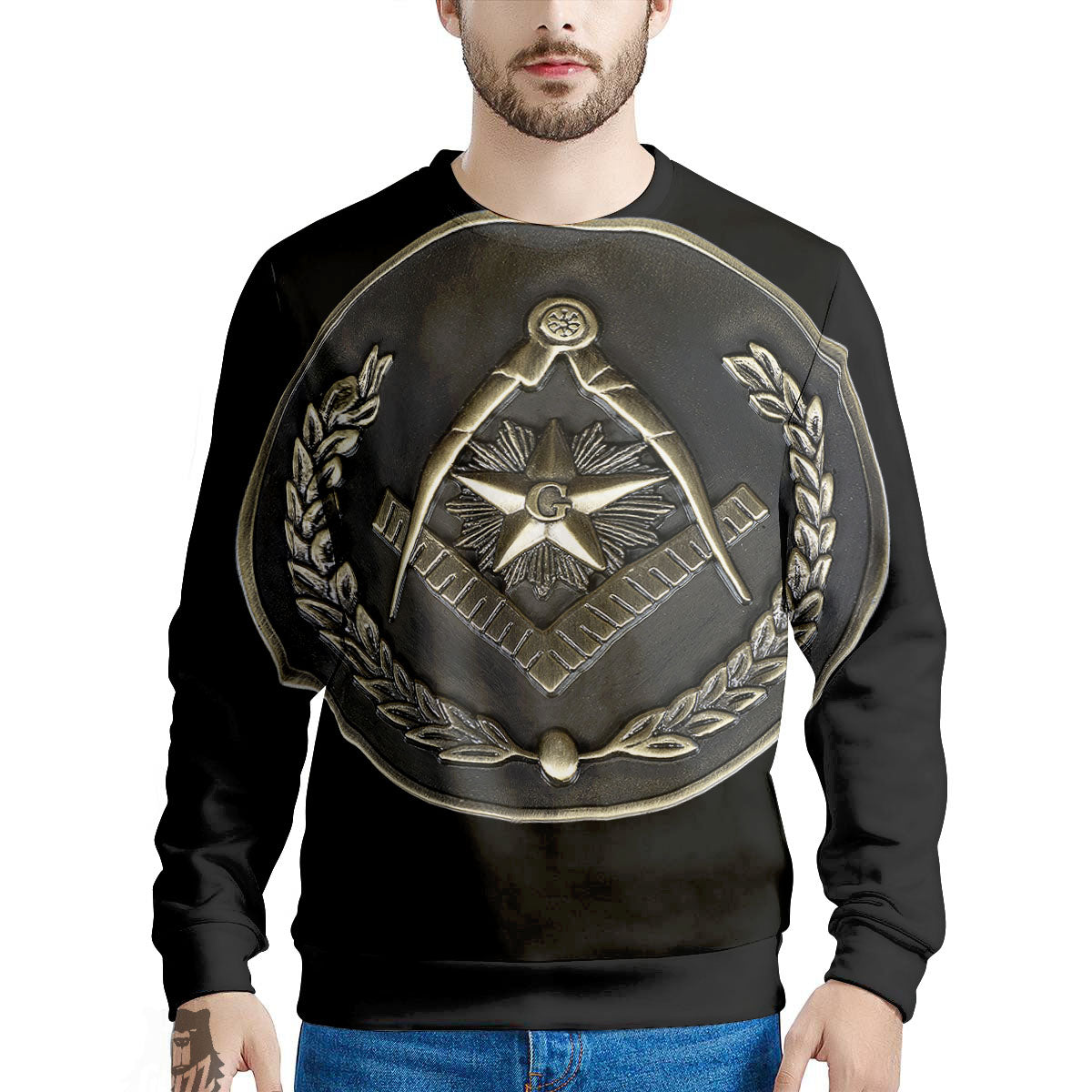 Medal Freemasonry Print Men's Sweatshirt-grizzshop