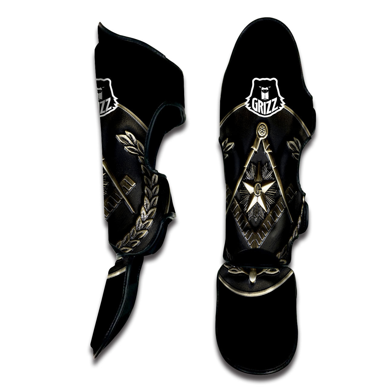 Medal Freemasonry Print Muay Thai Shin Guards-grizzshop