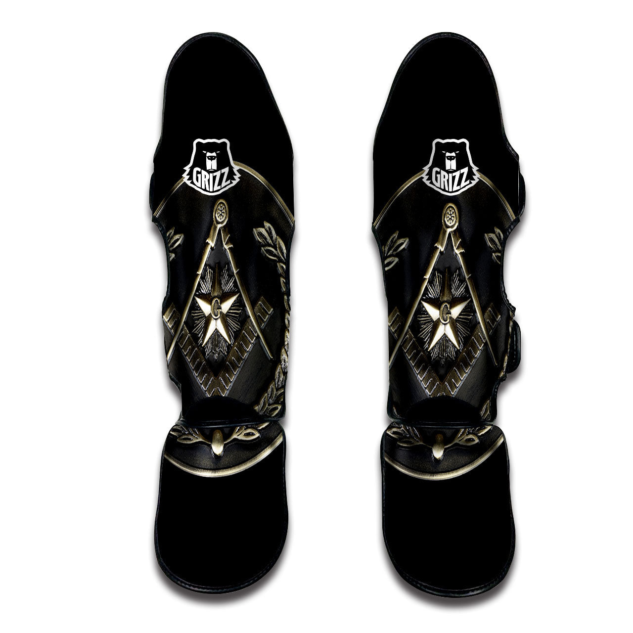 Medal Freemasonry Print Muay Thai Shin Guards-grizzshop