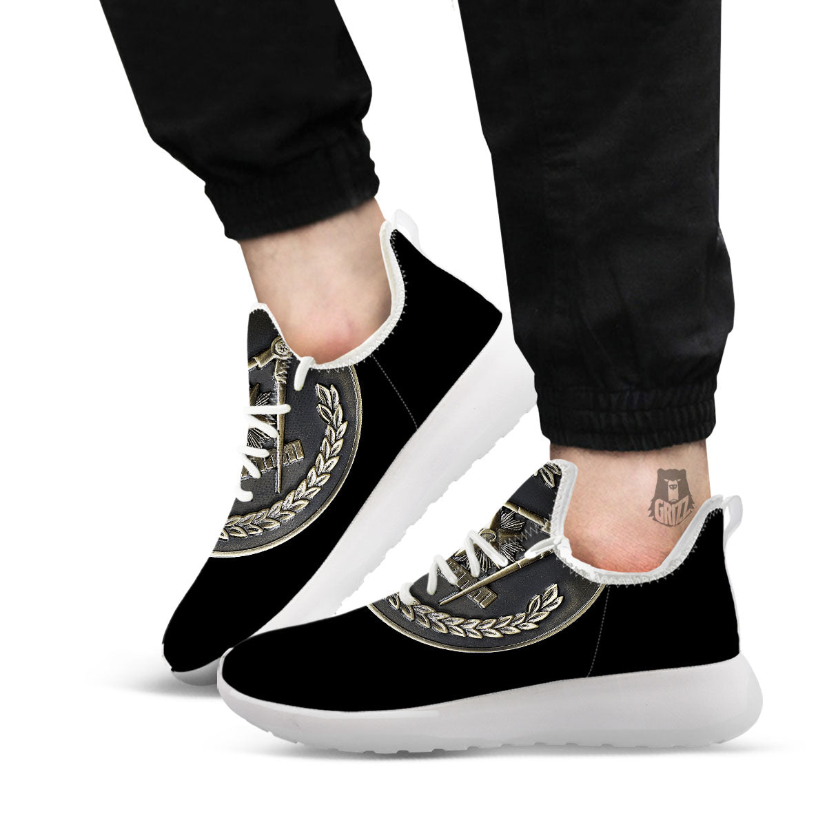 Medal Freemasonry Print White Athletic Shoes-grizzshop