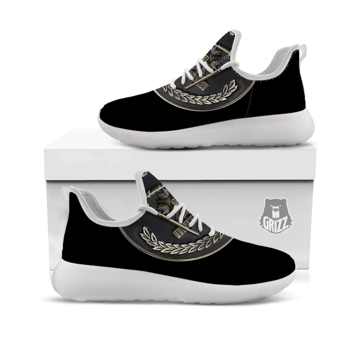 Medal Freemasonry Print White Athletic Shoes-grizzshop
