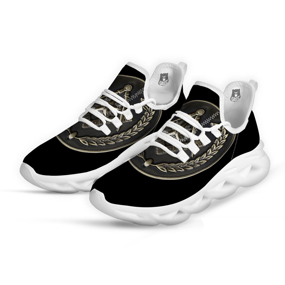 Medal Freemasonry Print White Running Shoes-grizzshop