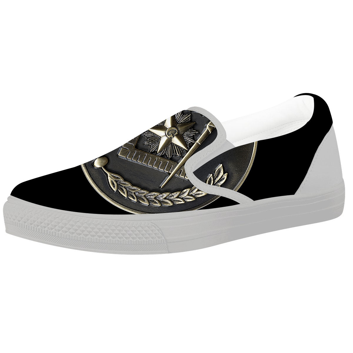 Medal Freemasonry Print White Slip On Shoes-grizzshop