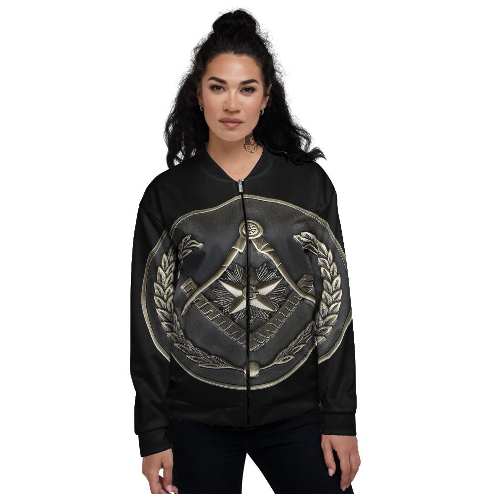 Medal Freemasonry Print Women's Bomber Jacket-grizzshop
