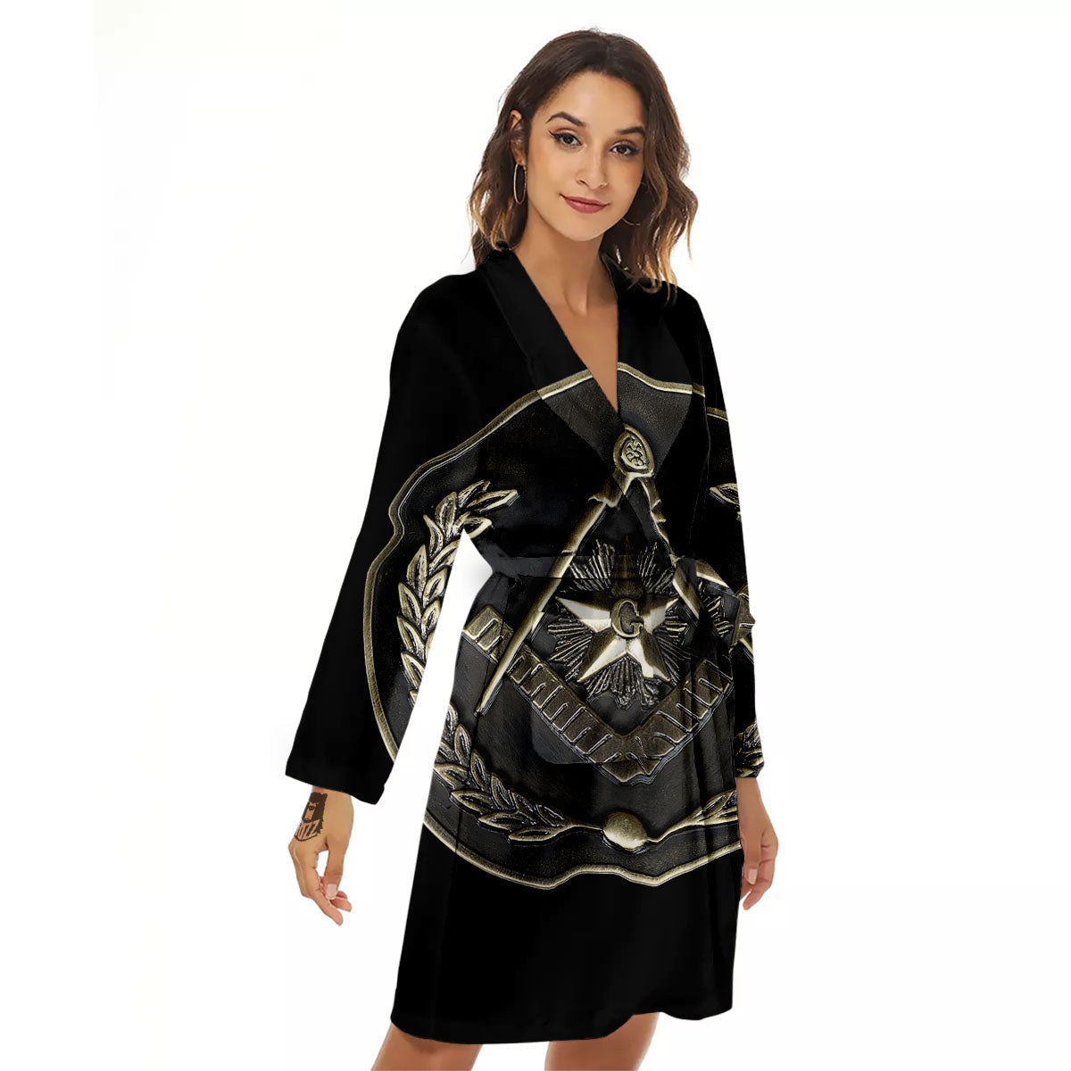 Medal Freemasonry Print Women's Robe-grizzshop