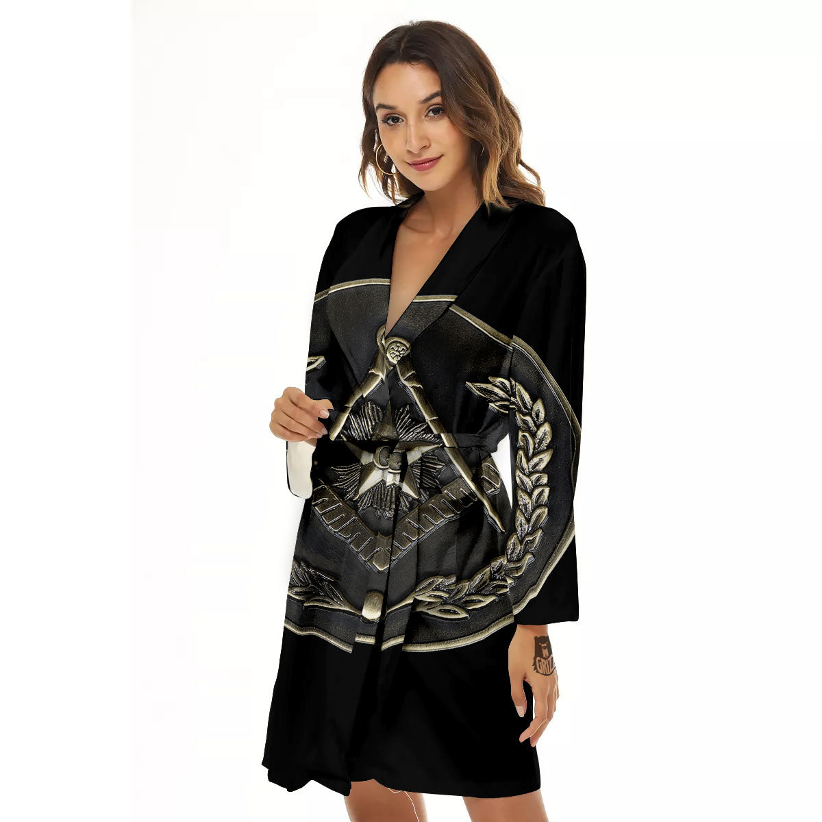 Medal Freemasonry Print Women's Robe-grizzshop