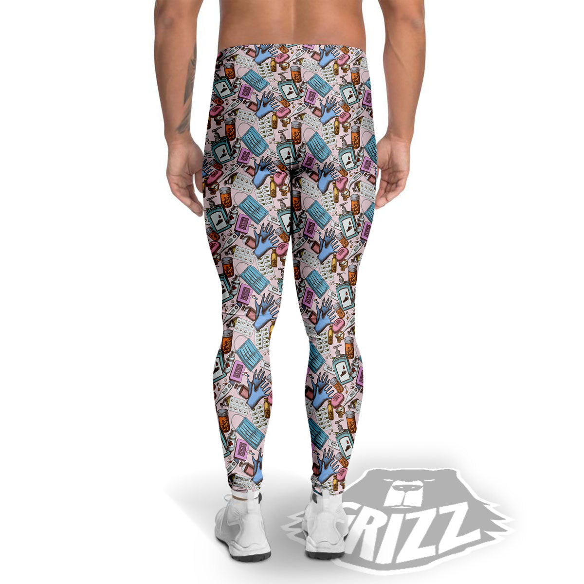 Medical Colorful Print Pattern Men's Leggings-grizzshop