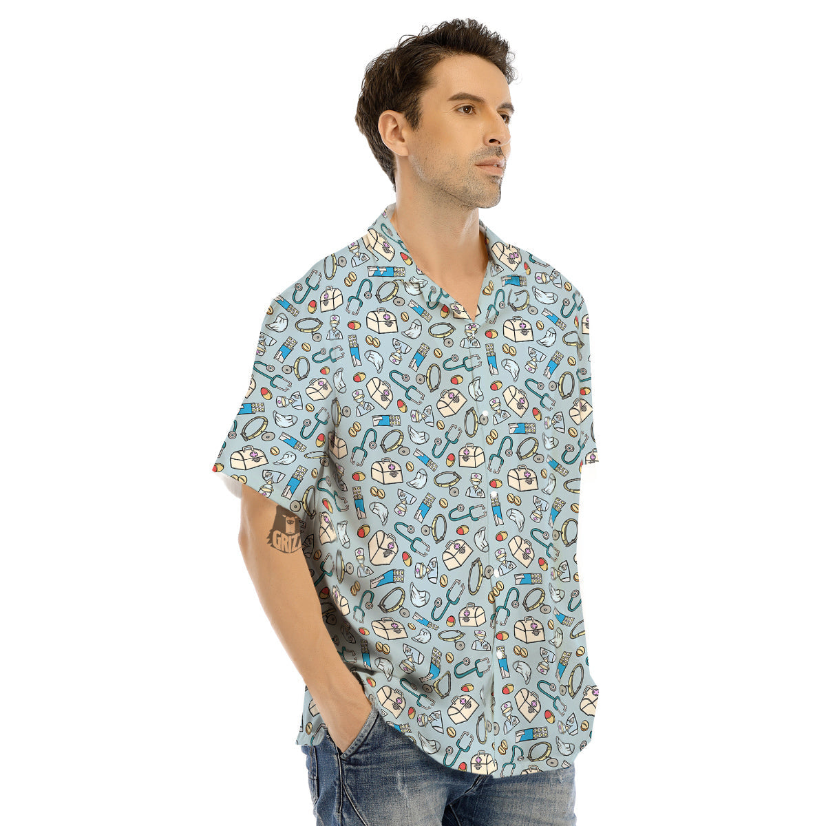 Medical Cute Print Pattern Men's Hawaiian Shirt-grizzshop