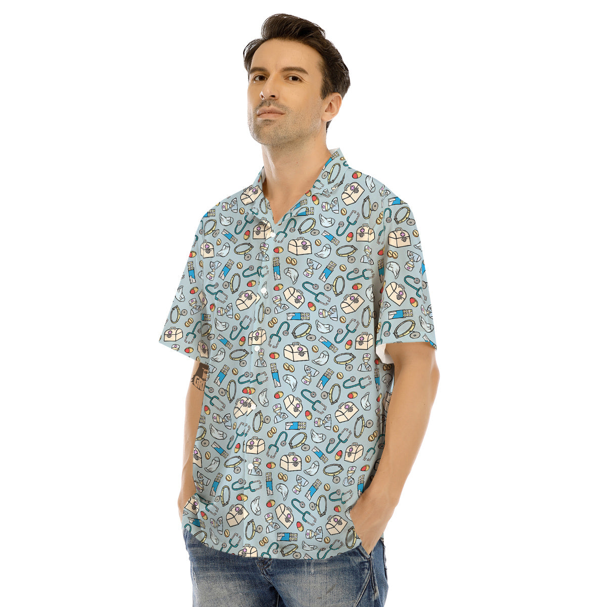 Medical Cute Print Pattern Men's Hawaiian Shirt-grizzshop