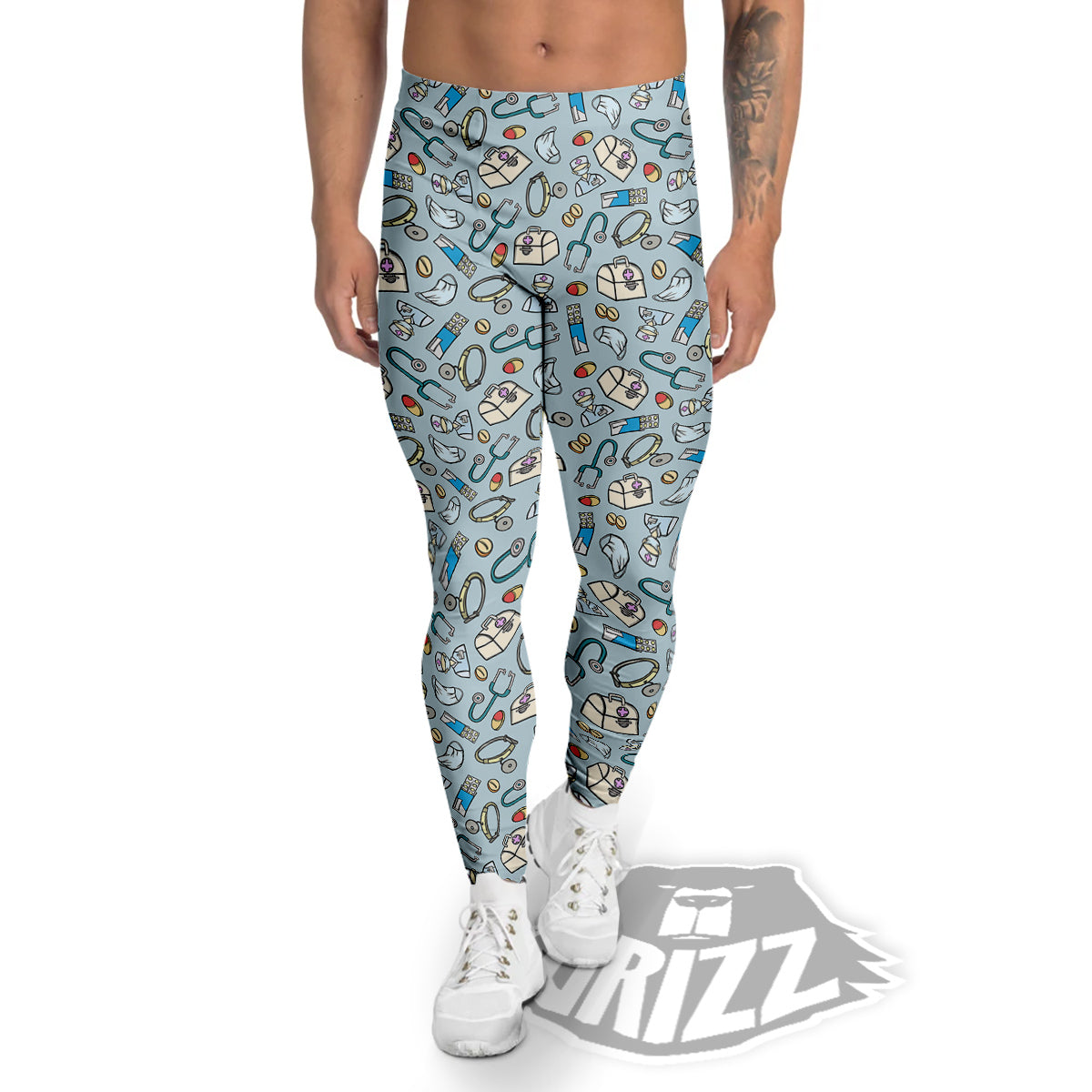 Medical Cute Print Pattern Men's Leggings-grizzshop