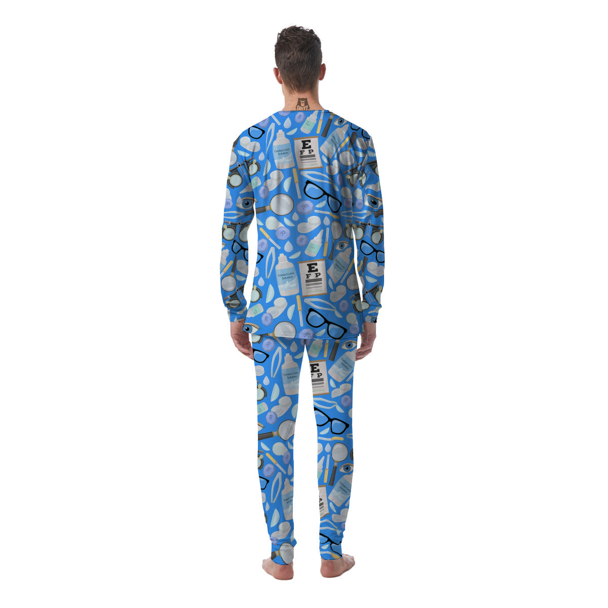 Medical Optometry Accessory Blue Print Pattern Men's Pajamas-grizzshop