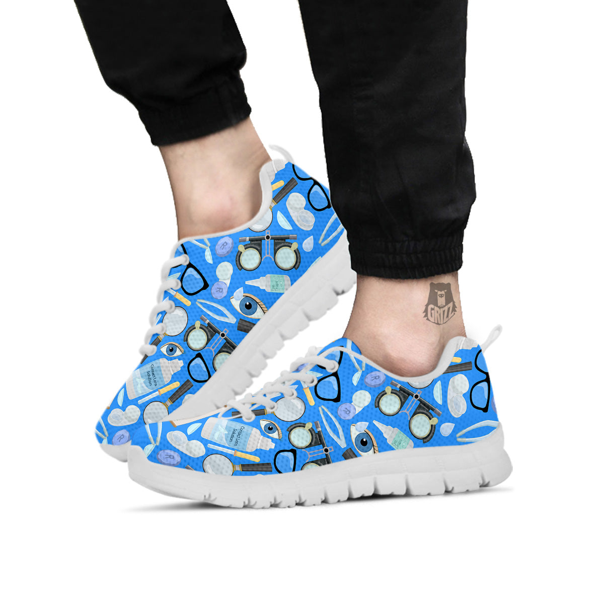 Medical Optometry Accessory Blue Print Pattern White Sneaker-grizzshop