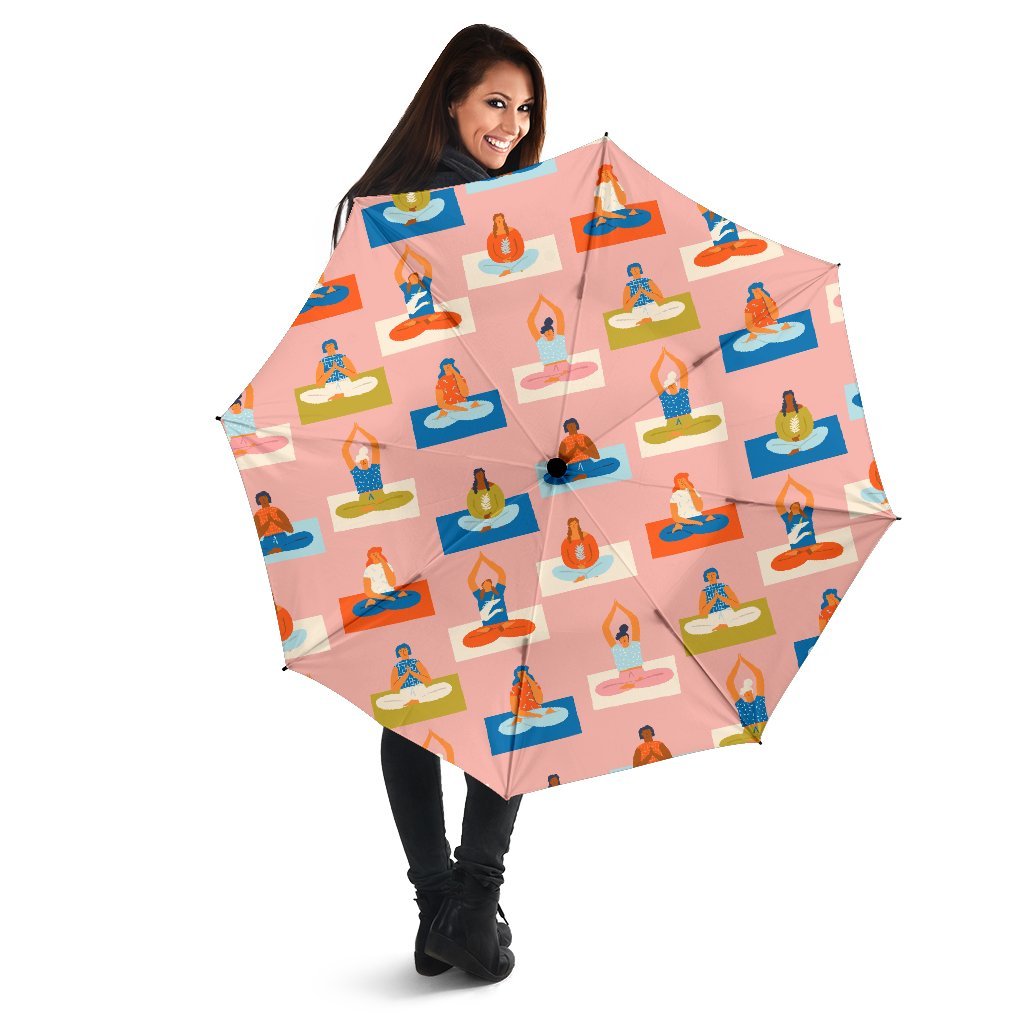 Meditation Yoga Pattern Print Automatic Foldable Umbrella-grizzshop