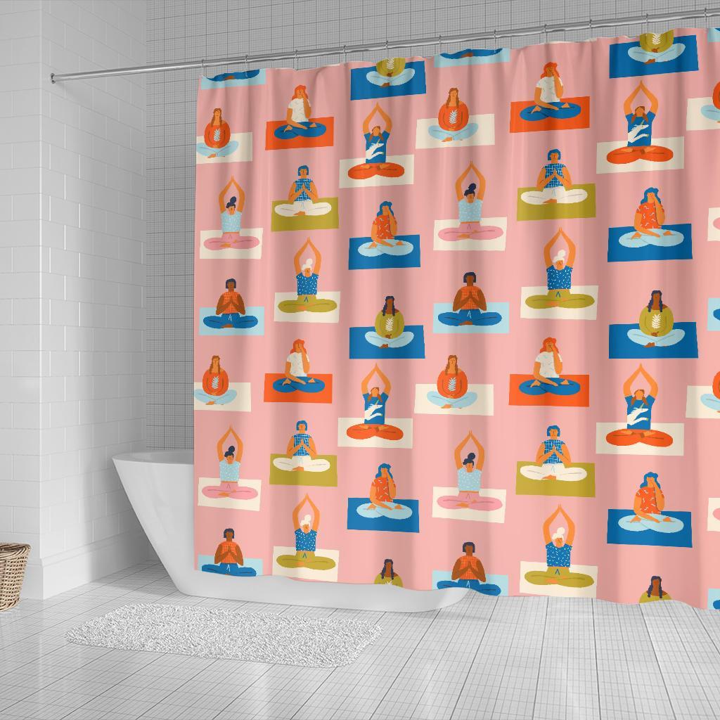 Meditation Yoga Pattern Print Bathroom Shower Curtain-grizzshop