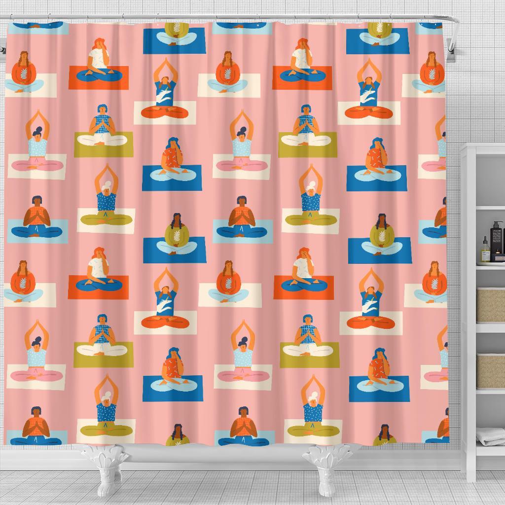 Meditation Yoga Pattern Print Bathroom Shower Curtain-grizzshop