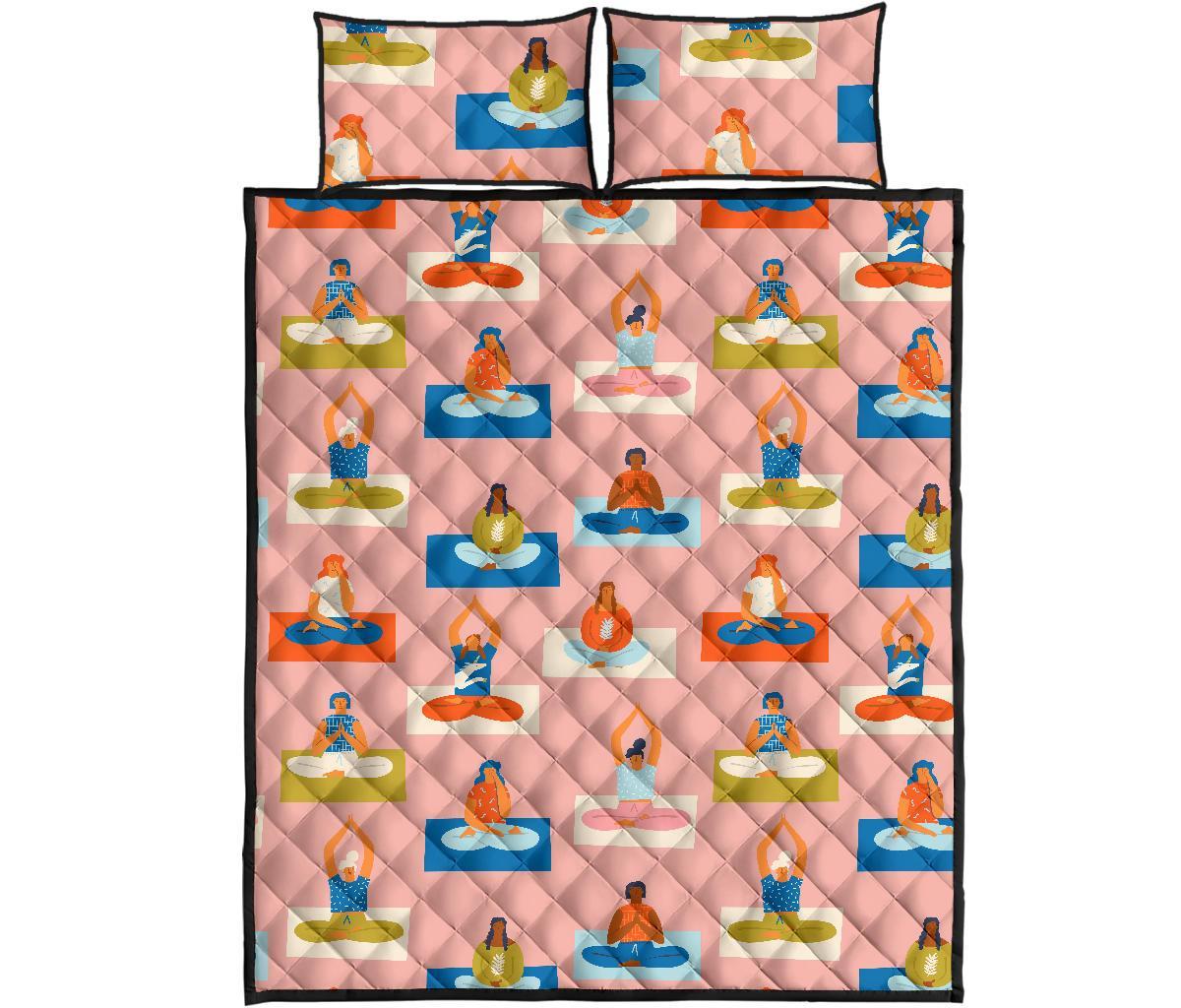 Meditation Yoga Pattern Print Bed Set Quilt-grizzshop