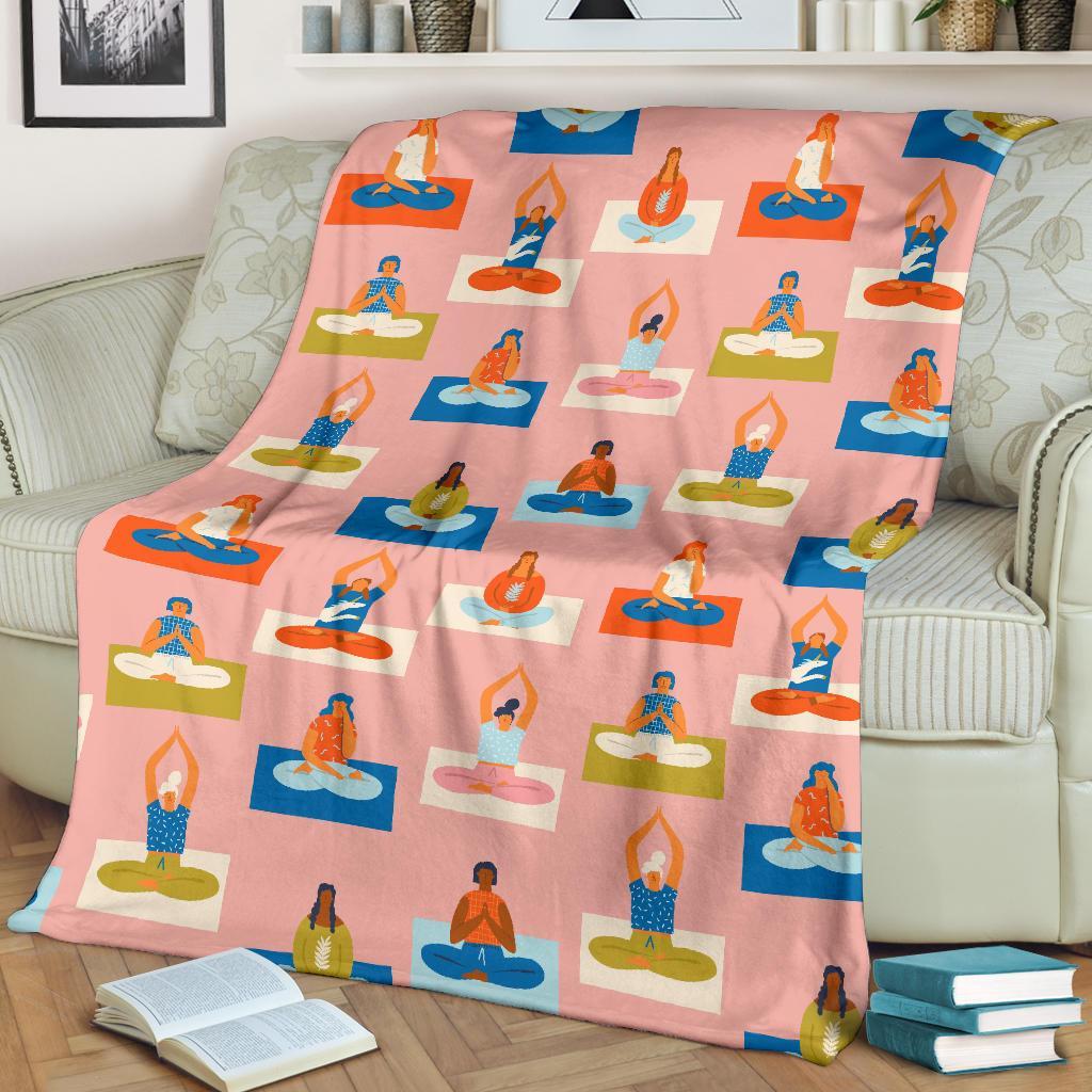 Meditation Yoga Pattern Print Blanket-grizzshop