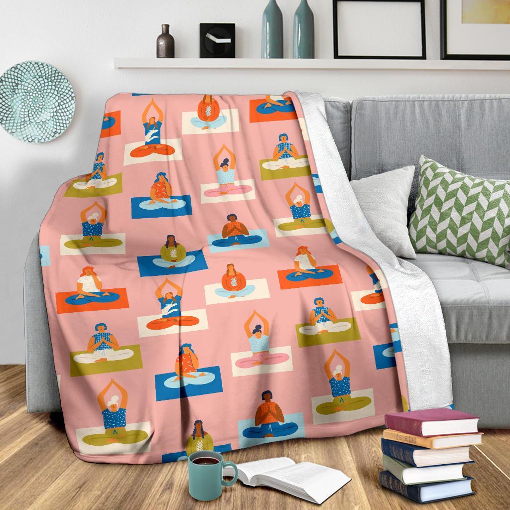 Meditation Yoga Pattern Print Blanket-grizzshop