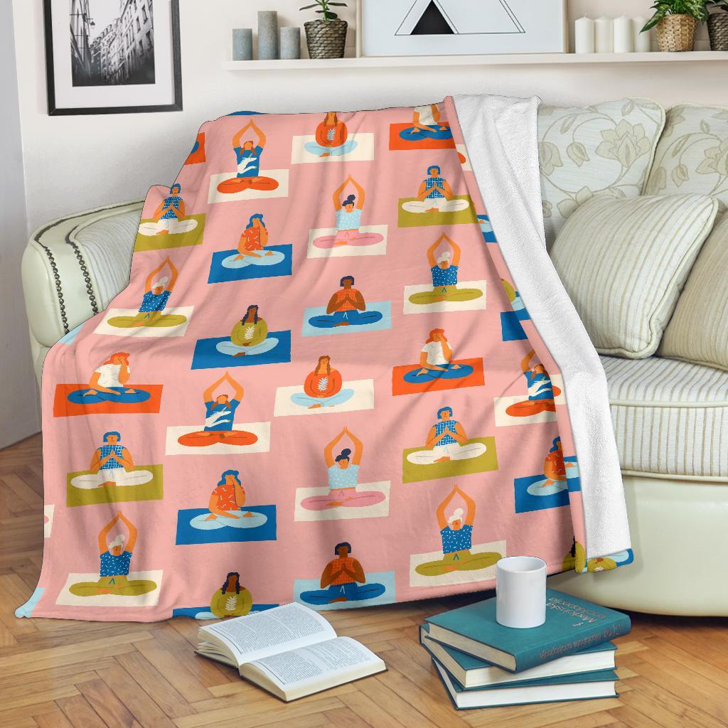 Meditation Yoga Pattern Print Blanket-grizzshop