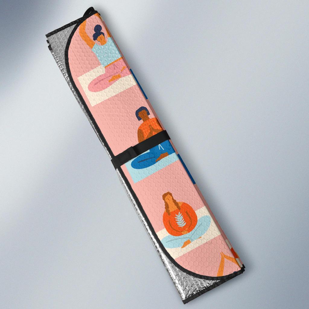 Meditation Yoga Pattern Print Car Sun Shade-grizzshop