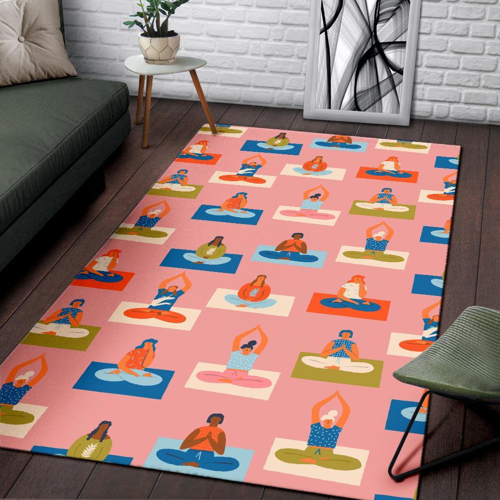 Meditation Yoga Pattern Print Floor Mat-grizzshop