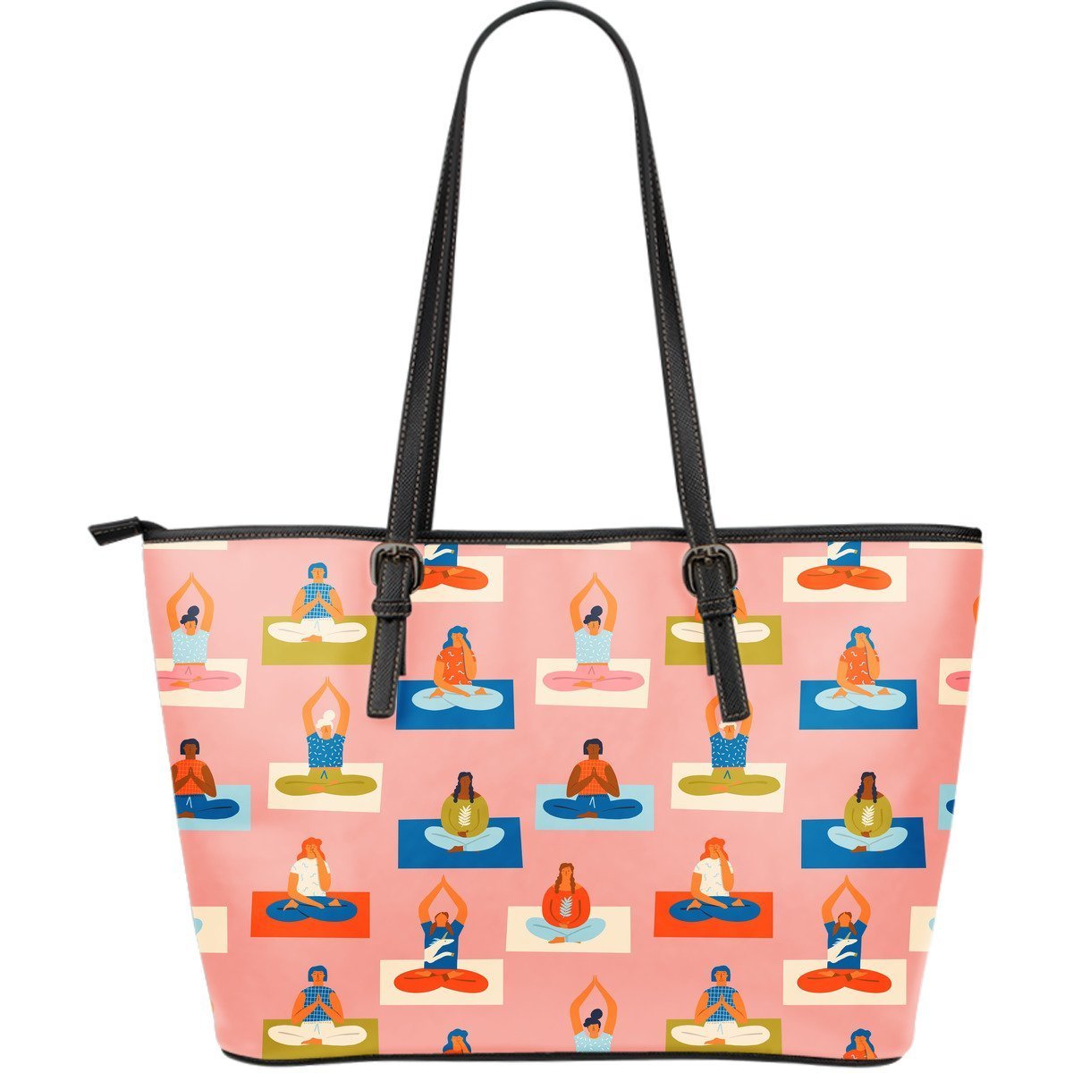 Meditation Yoga Pattern Print Leather Tote Bag-grizzshop
