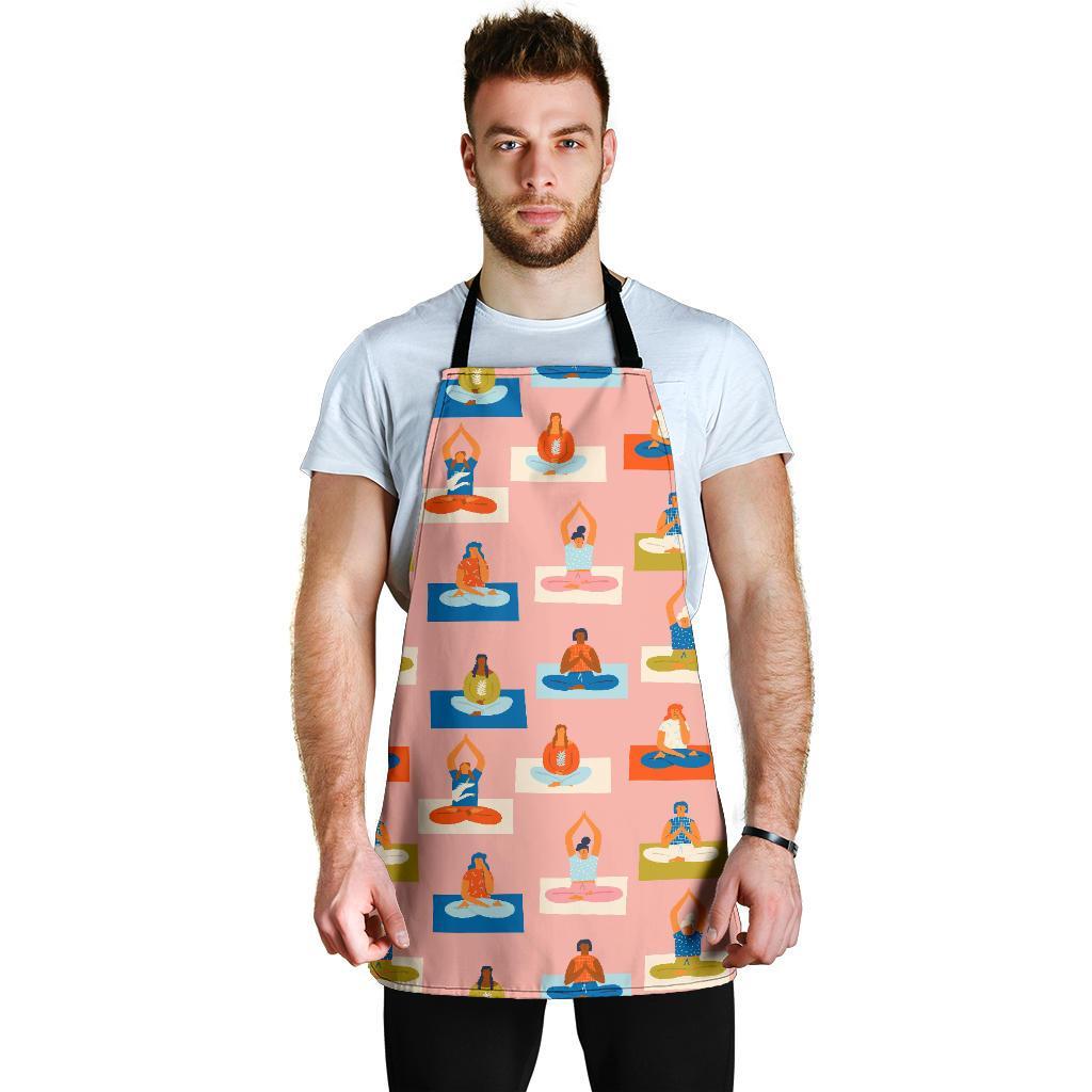 Meditation Yoga Pattern Print Men's Apron-grizzshop