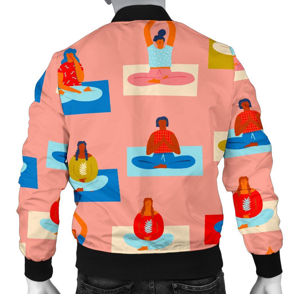 Meditation Yoga Pattern Print Men's Bomber Jacket-grizzshop