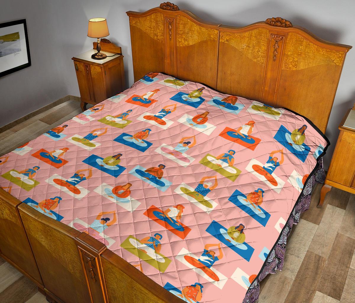 Meditation Yoga Pattern Print Quilt-grizzshop