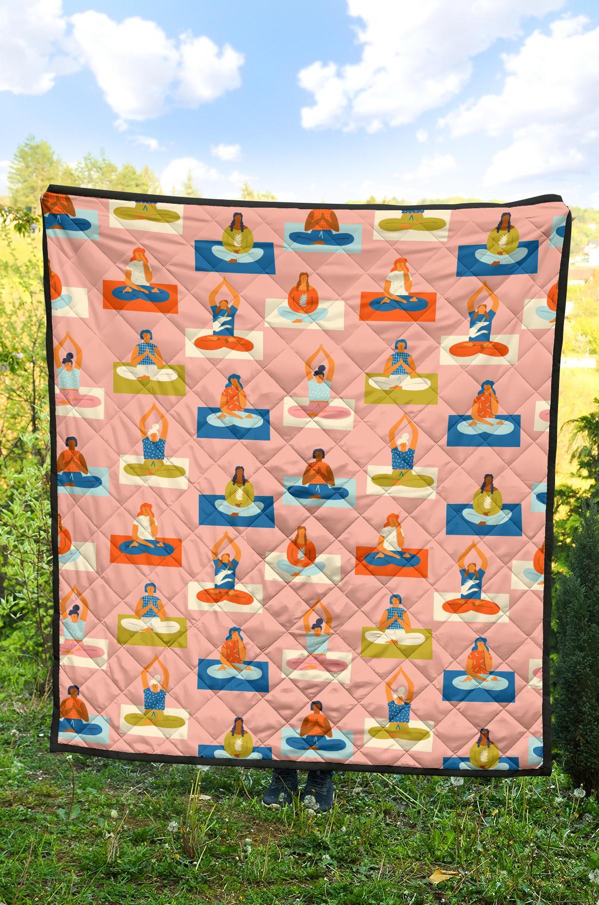Meditation Yoga Pattern Print Quilt-grizzshop